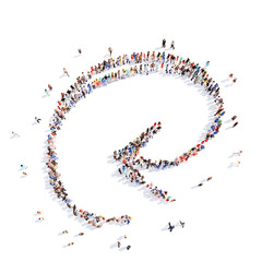 People in the form of arrows.