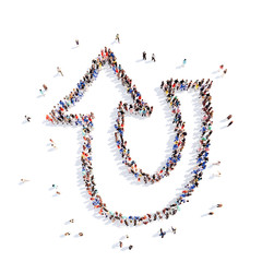 People in the form of arrows.