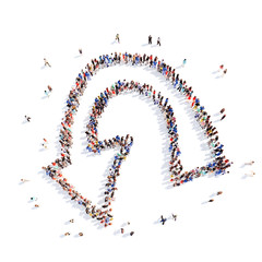 People in the form of arrows.