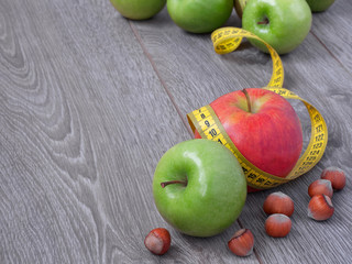 apple and measuring tape