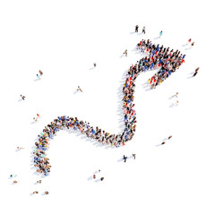 People in the form of arrows.