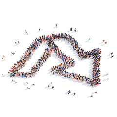 People in the form of arrows.