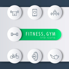 line round modern fitness, gym, icons, vector, eps10