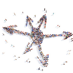 People in the form of arrows.