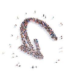 People in the form of arrows.