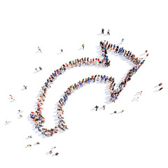 People in the form of arrows.