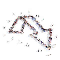 People in the form of arrows.