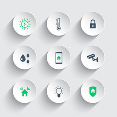 Smart house round modern icons, vector illustration, eps10