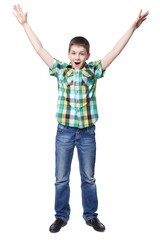 Happy little boy isolated on a white background