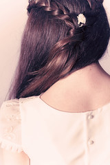 Girl possing backgrounds with beautiful communion dress.