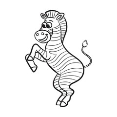 Outlined zebra vector illustration. Isolated on white.