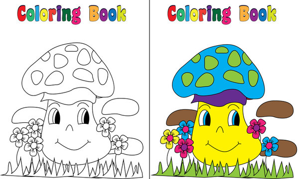Coloring Book Mushroom Face