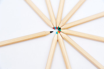 Many of the same pencils with different color