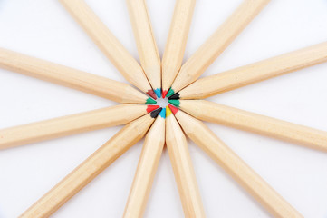 Many of the same pencils with different color