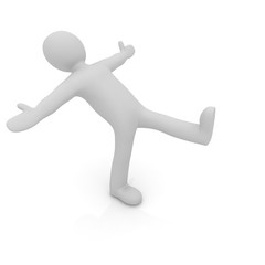 3d man isolated on white. Series: morning exercises - hands in s