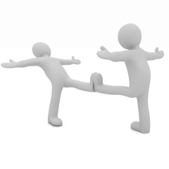 3d mans isolated on white. Series: morning exercises - hands in