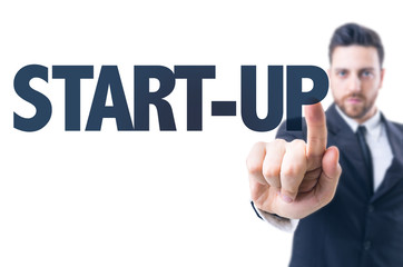 Business man pointing the text: Start-up