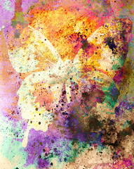 color butterfly, illustration and mixed medium, abstract  backgr