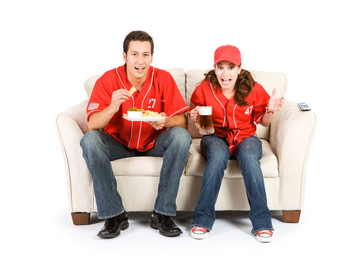 Baseball: Friends Anxiously Watching Game