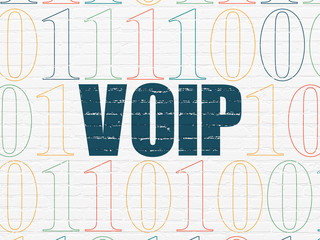 Web development concept: VOIP on wall background