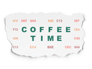 Time concept: Coffee Time on Torn Paper background