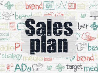 Fototapeta premium Marketing concept: Sales Plan on wall background