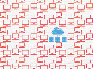 Cloud networking concept: cloud network icon on wall background
