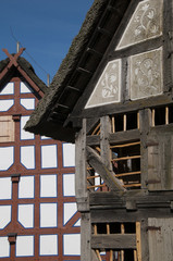 Half-timbered house structure detail