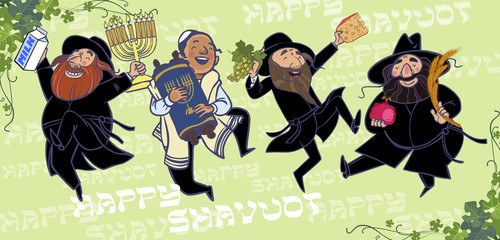 Happy Shavuot. Jewish holiday card. vector