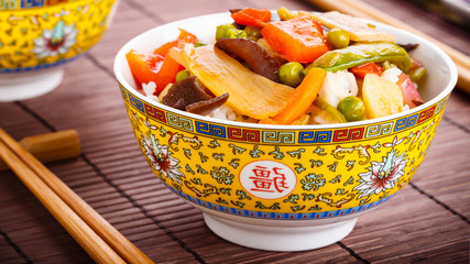 Rice with sweet and sour vegetables - Reis mit süß-sauren Gem