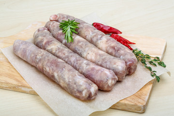 Handmade sausages for grill