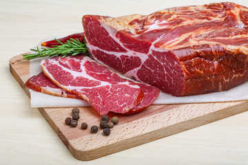 Smoked pork meat with dill