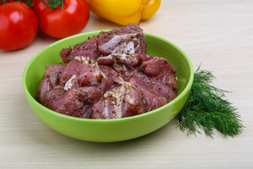 Raw marinated meat for bbq