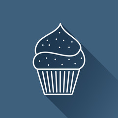 Vector flat cupcake icon isolated outline. Eps10