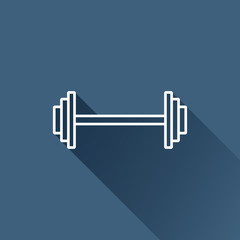 Vector white dumbbell flat icon outline. Eps10