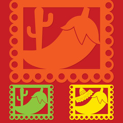 Mexican 'papel picado' (Paper flag decoration) set in vector for