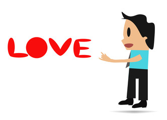 Businessman show hand sign with love. Vector illustration.