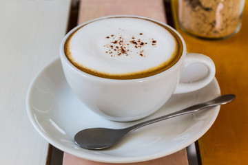 Cup of Cappuccino coffee.