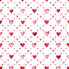 Watercolor hearts pattern