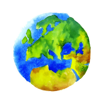 Watercolor globe