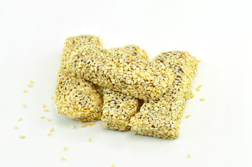 knead sticky white sesame seeds on white