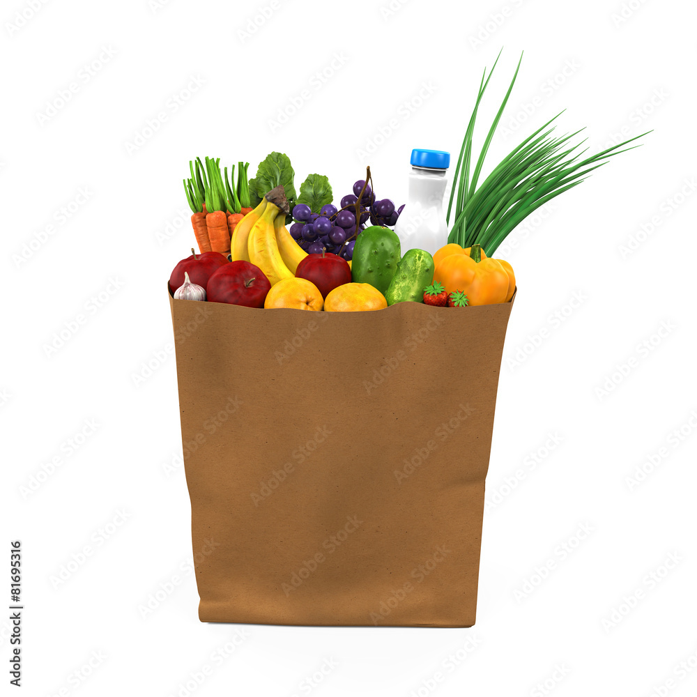 Wall mural Grocery Bag with Food