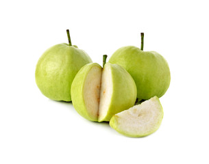 guava with stem on white background