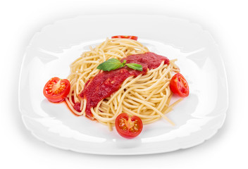 Spaghetti with tomato basil.