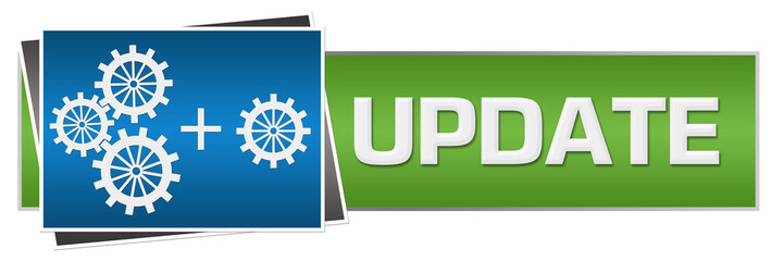 Update With Gears Green Blue Horizontal