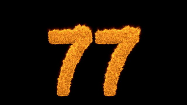 Decorative fiery number 77
