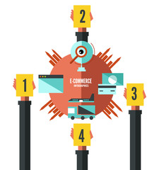 E-commerce info graphics and icon set. flat design vector