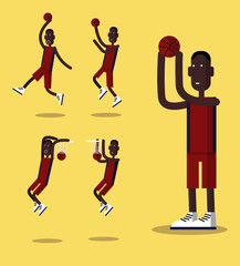 Basketball player set. flat character design. vector