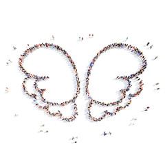 people in the form of wings.