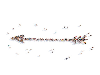 People in the form of arrows.